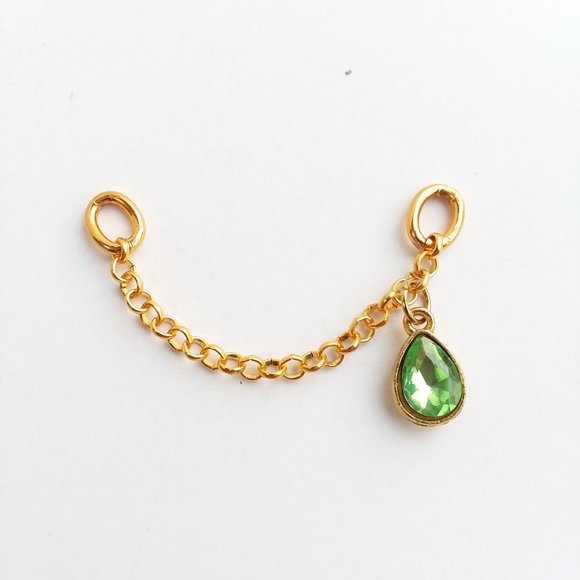 Green rhinestone shoe charm Roller Skate shoelace accessory chain - Picture 2 of 7